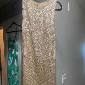 XSCAPE Gatsby Style Gold Dress